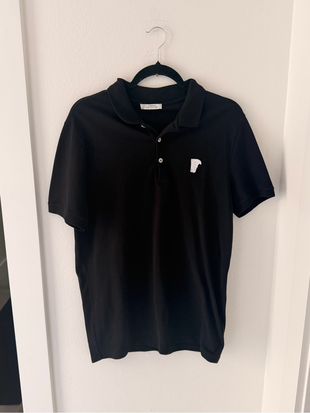 Versace Black Polo with White Chest Logo - Men